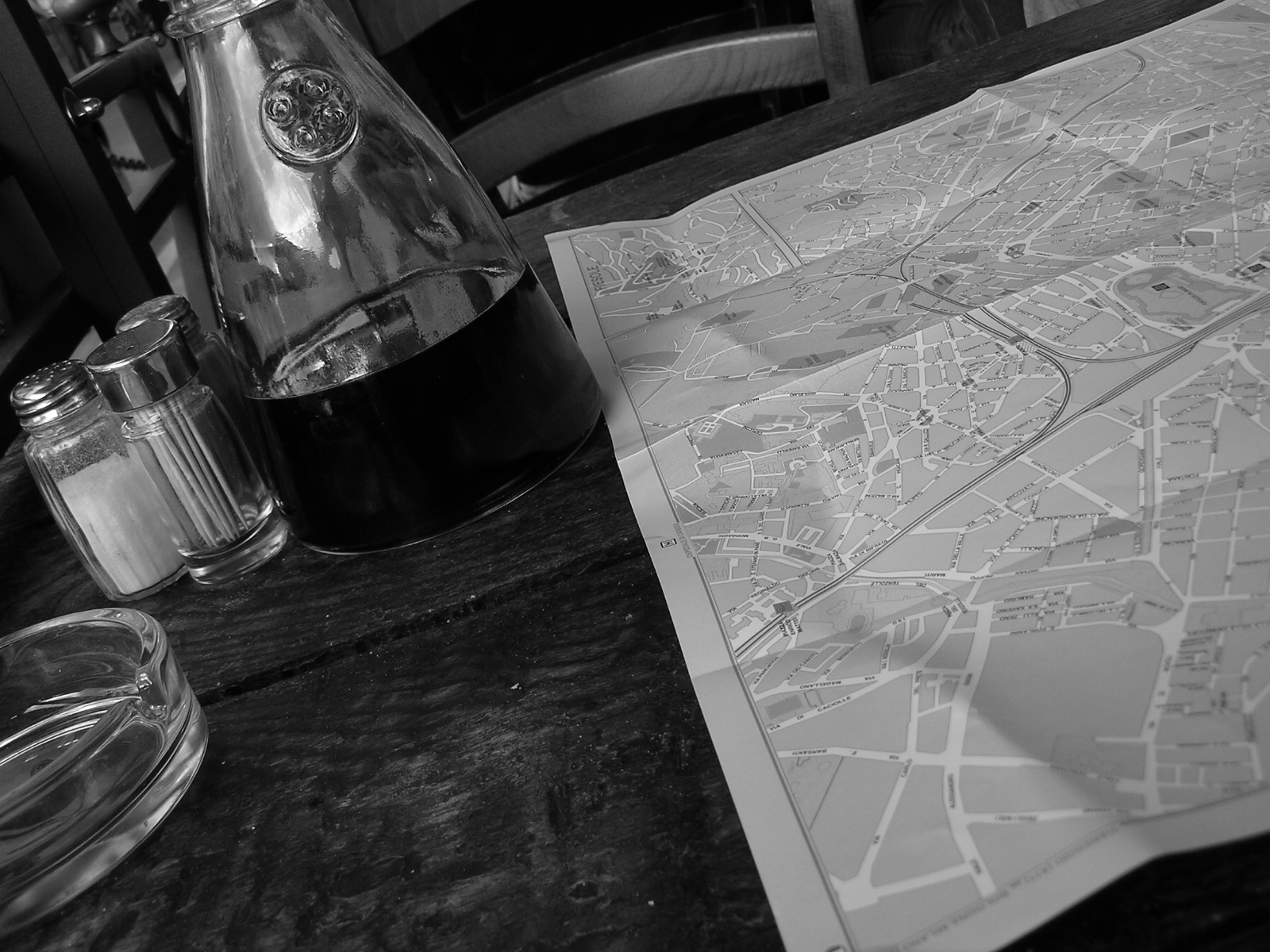 Map and carafe of wine