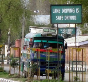 Lane Driving is Safe Driving sign, Kashmir, India